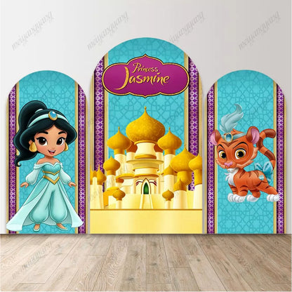 Cute Princess Jasmine Rajah Arch Backdrop Cover