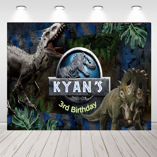 Décors de fête d'anniversaire de garçons de dinosaures, arrière-plan de photographie de parc Jurassic