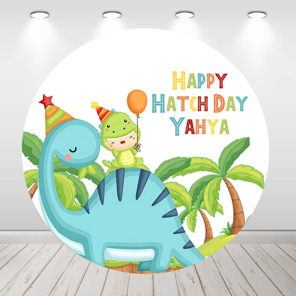 Cartoon Dinosaur Baby Shower Kids Birthday Party Round Circle Backdrop