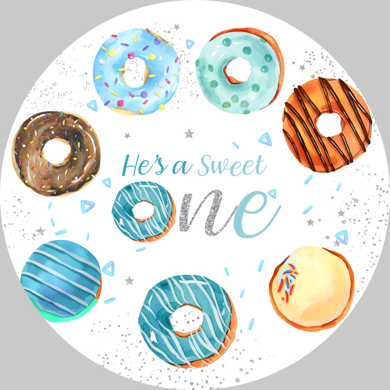 Donut Sweet One Baby Shower 1st Birthday Round Backdrop Cover