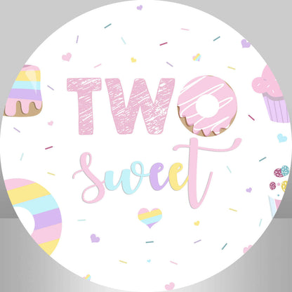 Donut Sweet Two Baby Shower Girls Birthday Party kerek hátterű borító