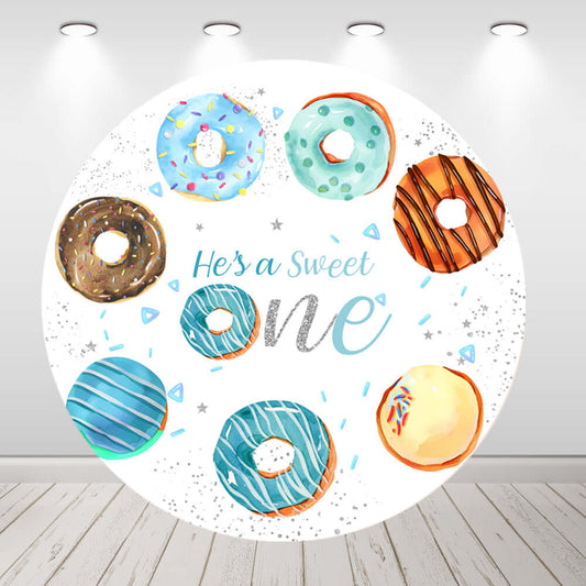 Donut Sweet One – couverture de toile de fond ronde pour fête prénatale, 1er anniversaire