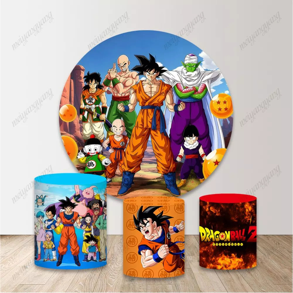 Dragon Ball Birthday Decoration Round Backdrop Children Happy Birthday Background