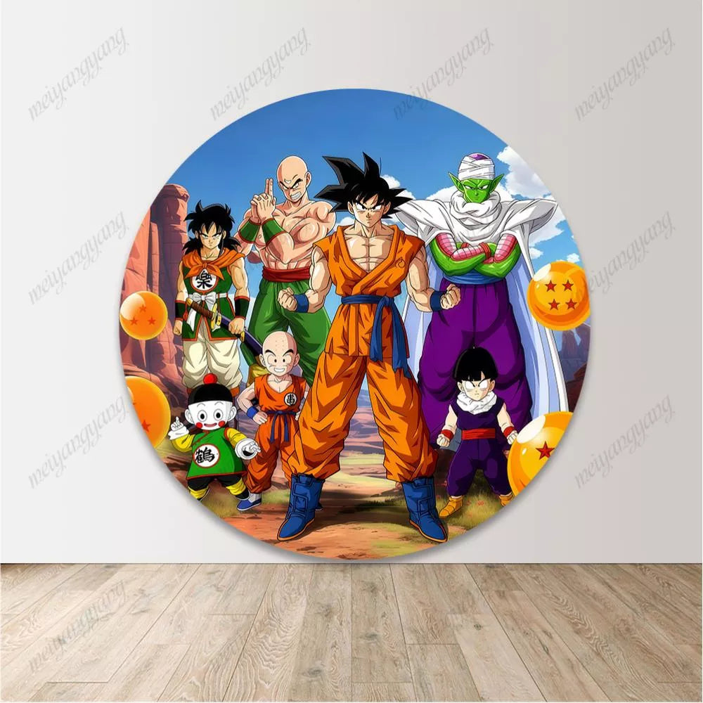 Dragon Ball Birthday Decoration Round Backdrop Children Happy Birthday Background