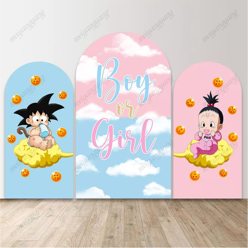 Dragon Ball Boy or Girl Gender Reveal Arch Backdrop