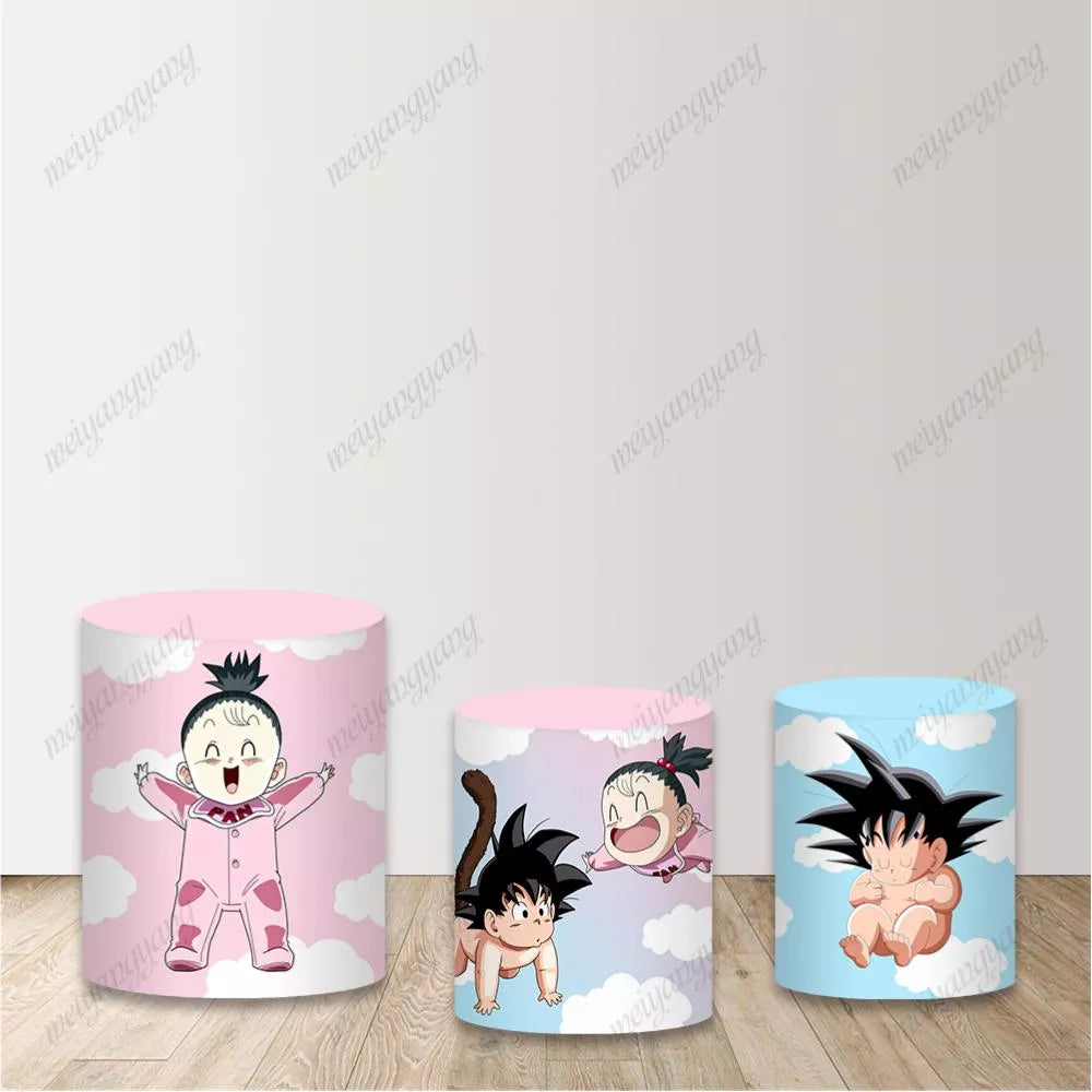 Dragon Ball Goku Party Round Backdrop Boy Girl Birthday Circle Background Gender Reveal Party