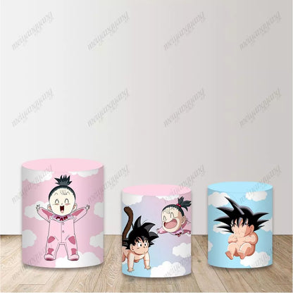 Dragon Ball Goku Party Round Backdrop Boy Girl Birthday Circle Background Gender Reveal Party