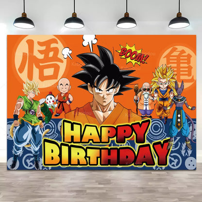 Dragon Ball Happy Birthday Backdrop Goku Super Saiyan Photo Background Boys Birthday