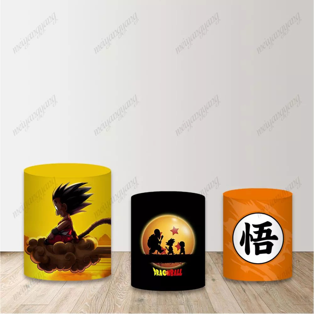 Dragon Ball Round Cover Son Goku Circle Backdrop for Boys Birthday