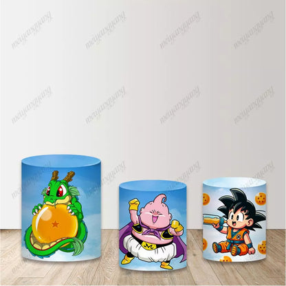 Dragon Ball Z Birthday Decoration Round Backdrop Cover Saiyan Goku Party Circle Background