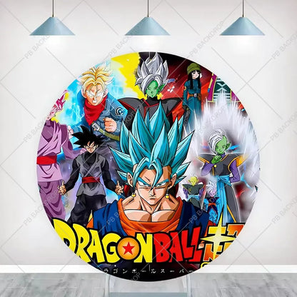 Dragon Ball Z Goku Birthday Party Round Elastic Circle Cylinder Backdrop Baby Shower Decoration Props