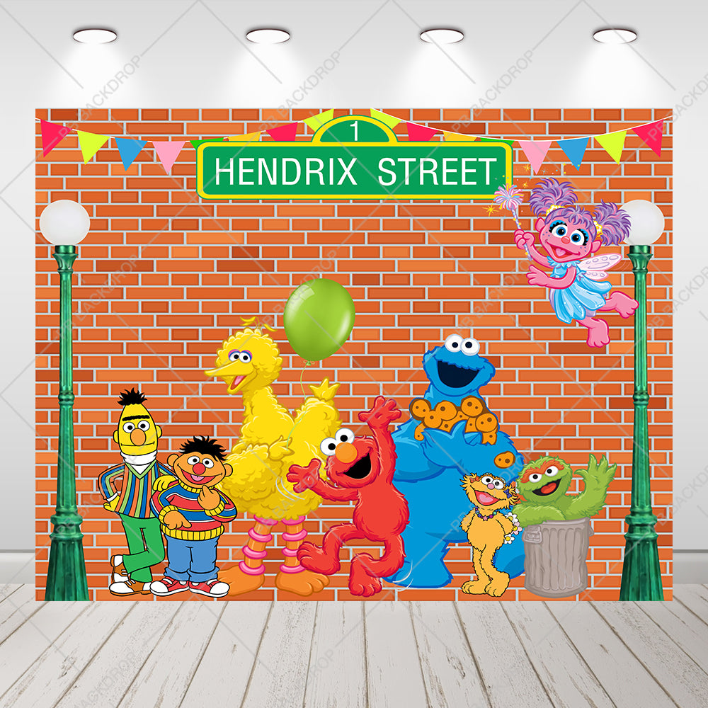 Sesame Street Elmo Cookie Monster Abby Birthday Backdrop