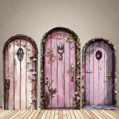 Fairy Tale Door Arch Backdrop Pink Garden