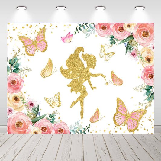 Fairy Girl Butterfly Baby Shower Backdrop Girl Birthday Party Photography Background
