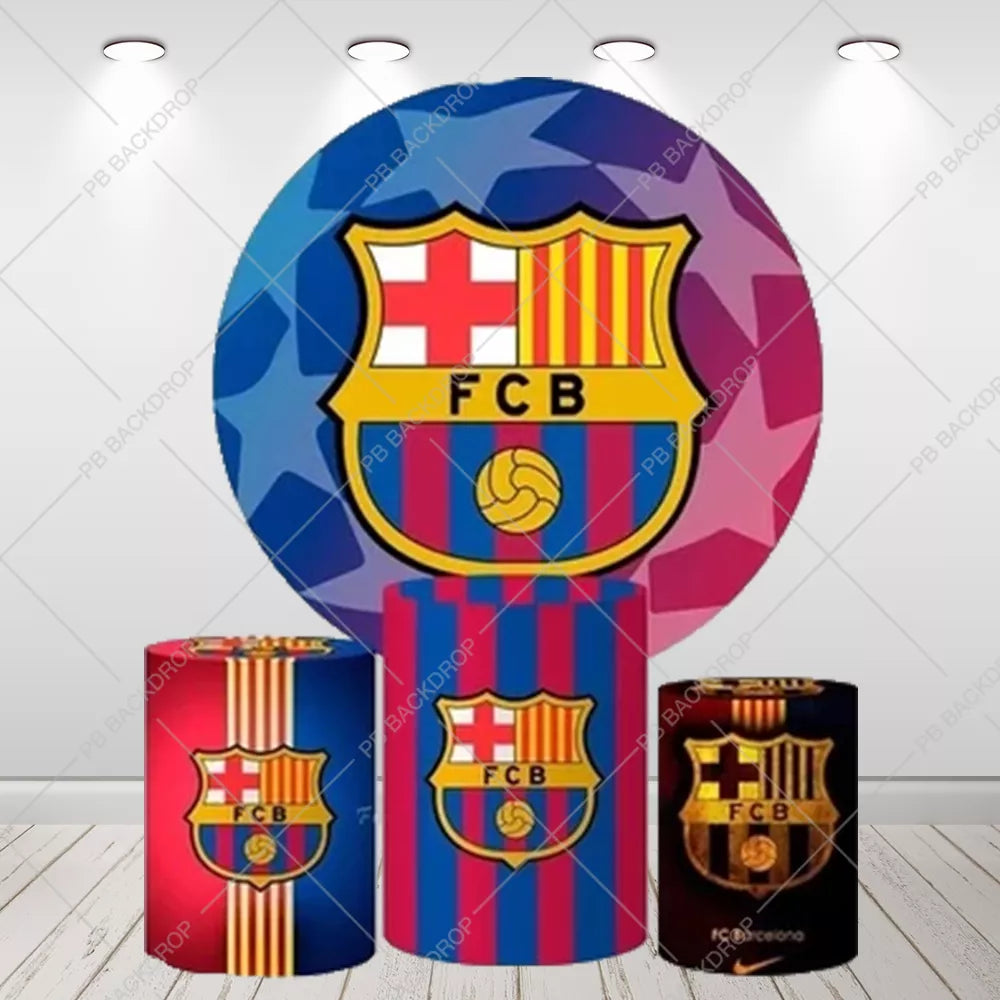 Fc Barcelona Round Backdrop Football Party
