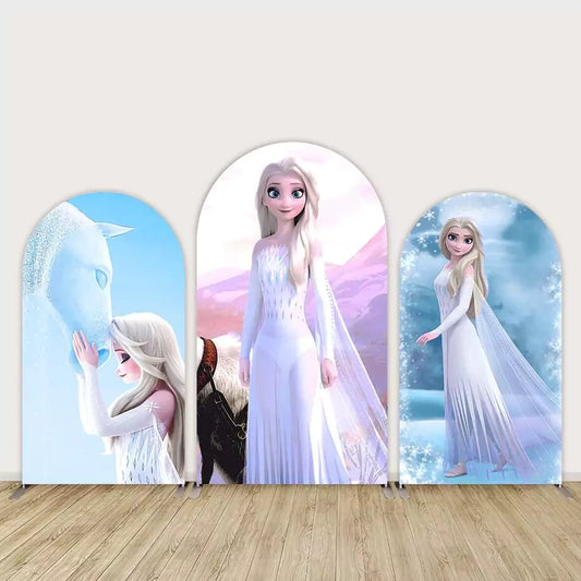 Couvertures de toile de fond pour arc de princesse Elsa congelée