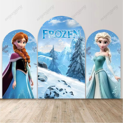 Frozen Elsa Anna Snow Winter Arch Backdrop Girl Birthday Party Background