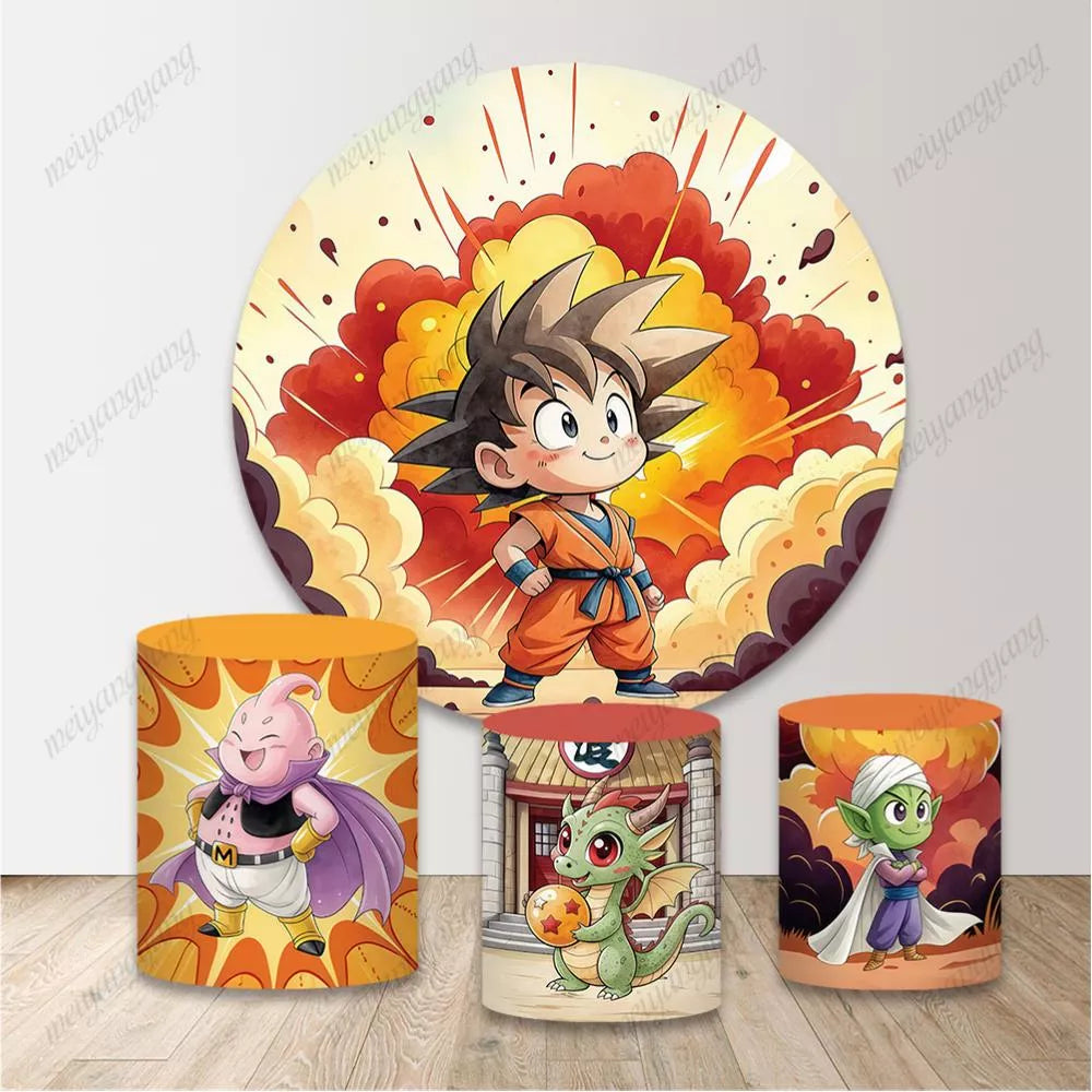 Goku Dragon Ball Birthday Party Decorations Round Backdrop Cover