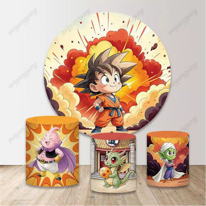 Goku Dragon Ball Birthday Party Decorations Round Backdrop Cover
