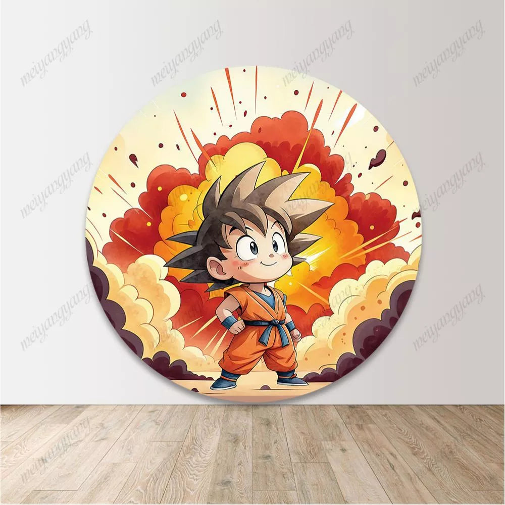 Goku Dragon Ball Birthday Party Decorations Round Backdrop Cover