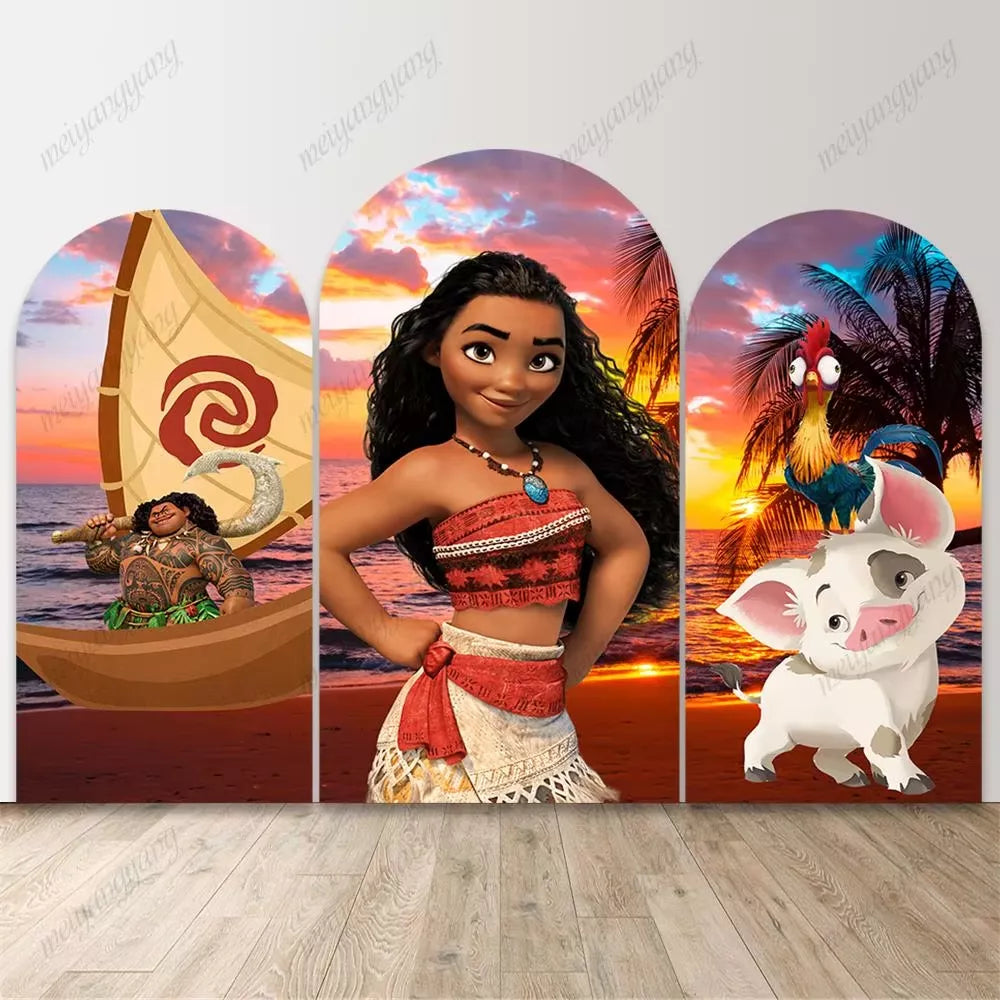 Hawaiian Sunset Seaside Moana Princess Arch Backdrop Kids Birthday Party Baby Shower Chiara Wall Backdrop
