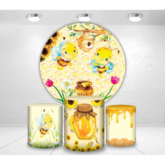 Honey Bee Birthday Party Round Backdrop