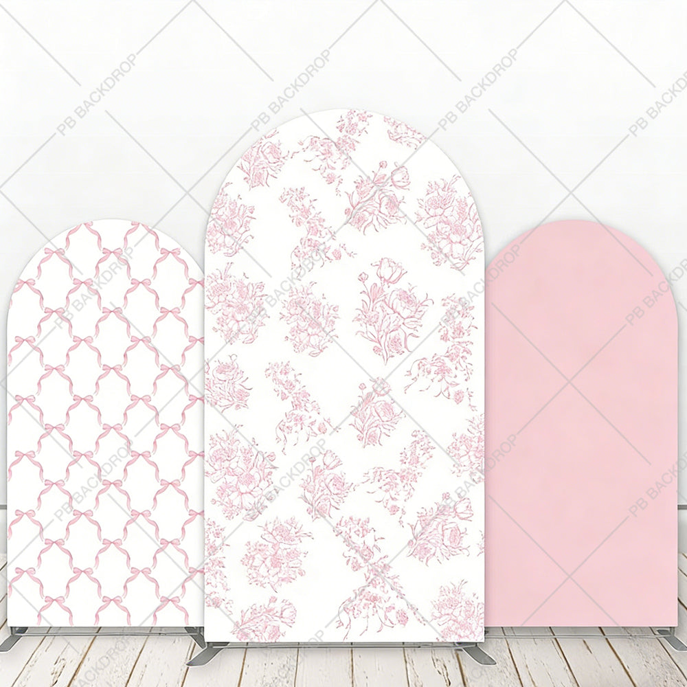 Pink Bow Pattern Arch Backdrop Party Decor