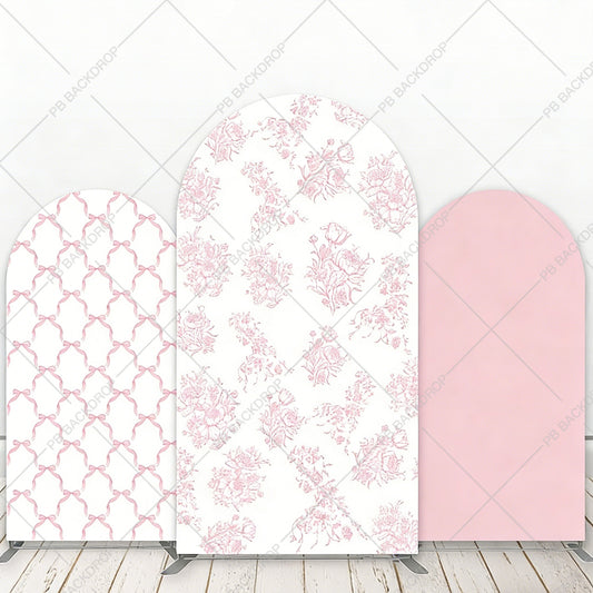 Pink Bow Pattern Arch Backdrop Party Decor