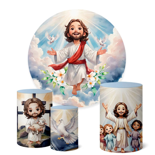 Jesus Religious Party Round Backdrop
