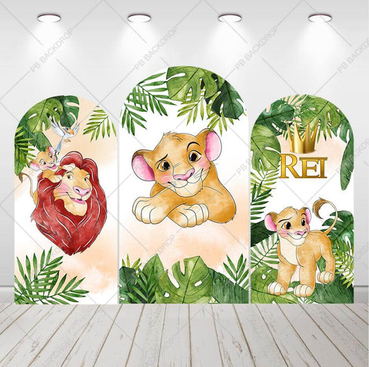 Lion Tropical Leaves Kids Birthday Baby Shower Arch Backdrop Cover