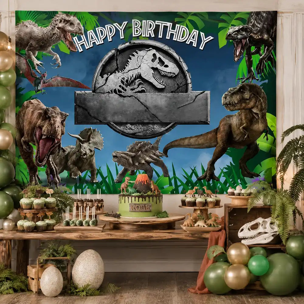 Jurassic Dinosaur Backdrop Forest Jungle Party Photography Background Custom Boy's 1st Birthday Party Decoration