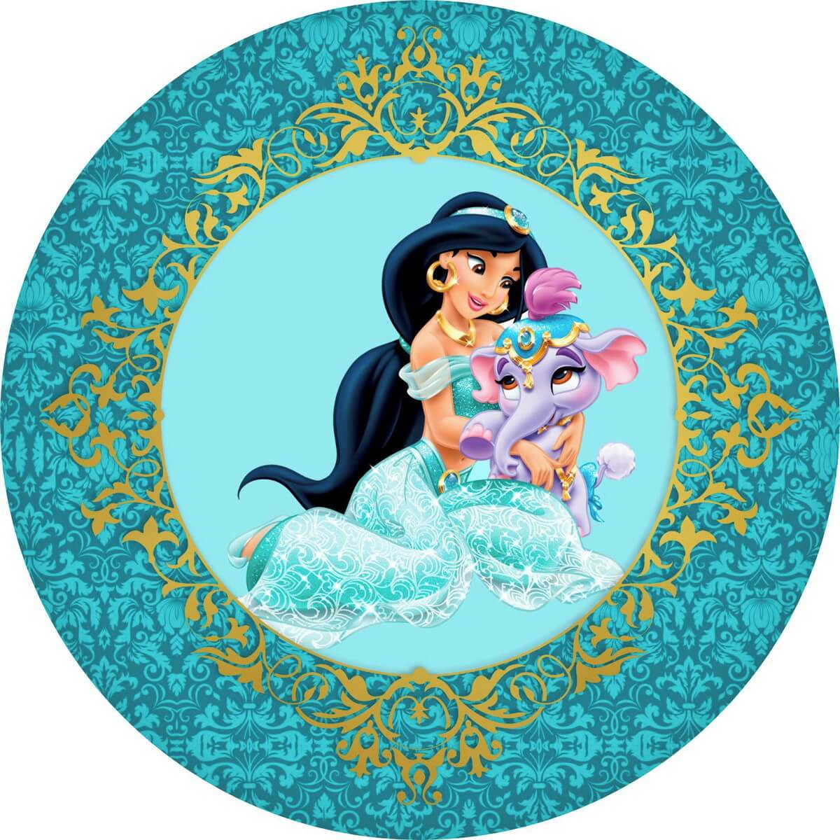 Princess Round Backdrop Cover For Girl Birthday Baby Shower Party
