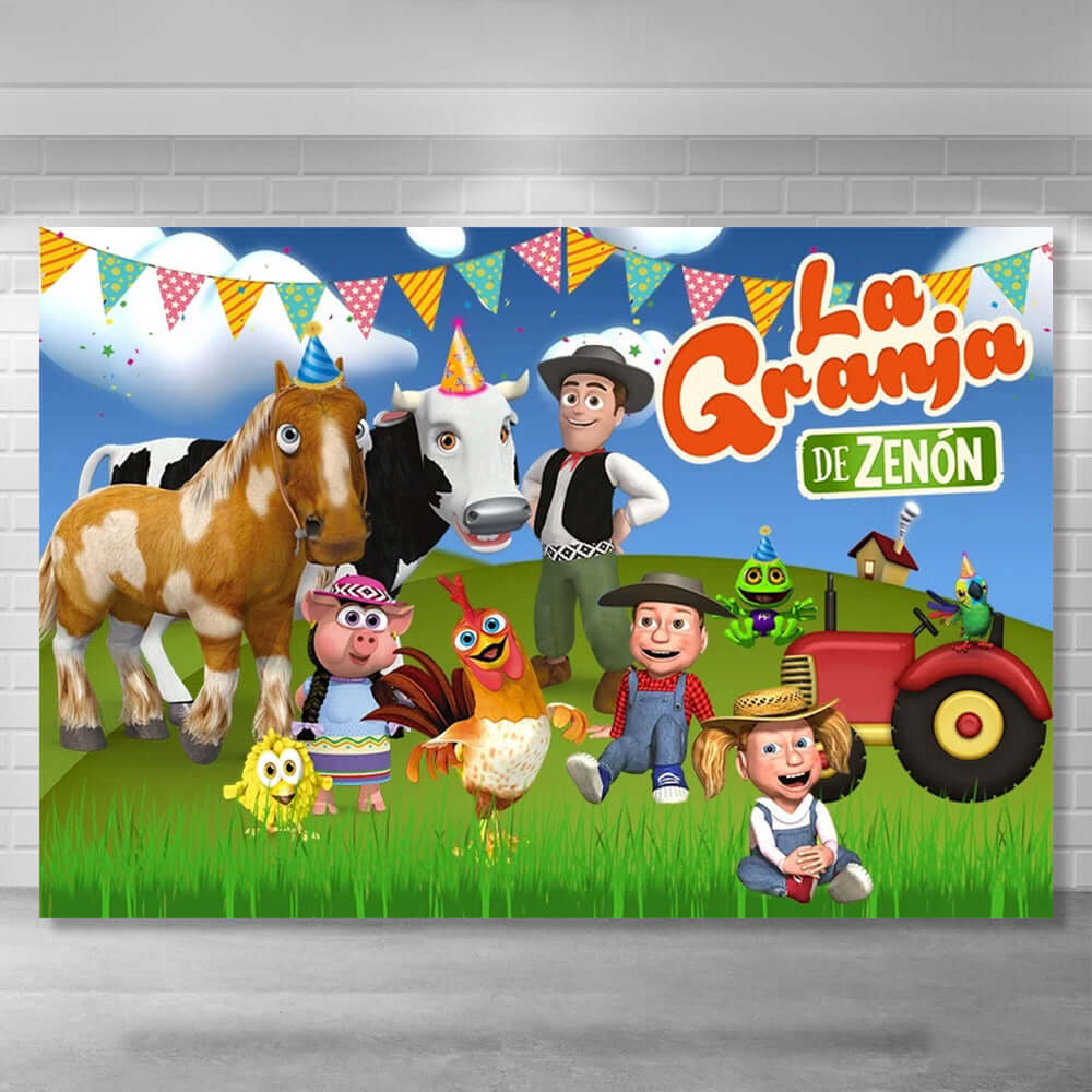 La Granja de Zenon -valokuvastudion lasten ensimmäinen syntymäpäivä tausta