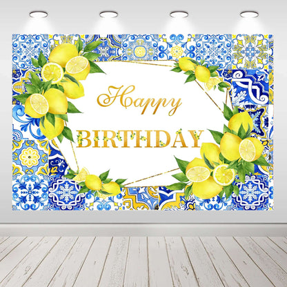 Lemon Backdrop for Girls Baby Shower Birthday Party Photography Background
