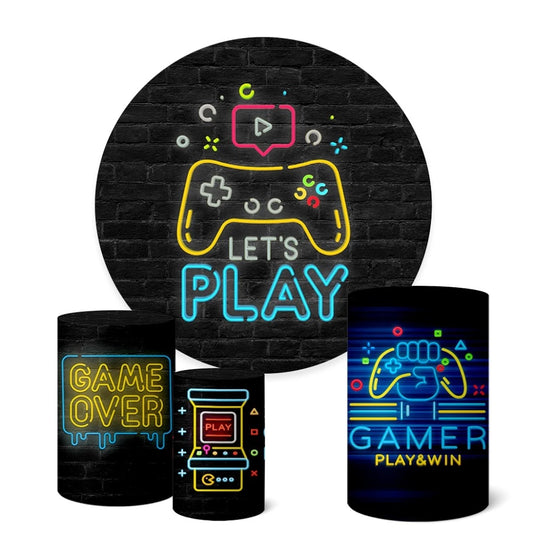 Lets Play Gaming Theme Round Backdrop