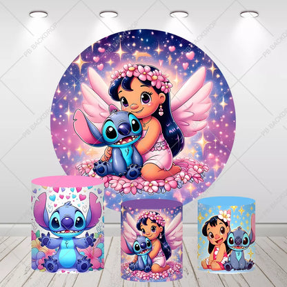 Lilo & Stitch Angel Wings Round Background
