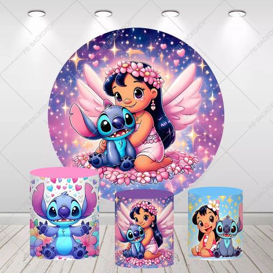 Lilo & Stitch Angel Wings Round Background