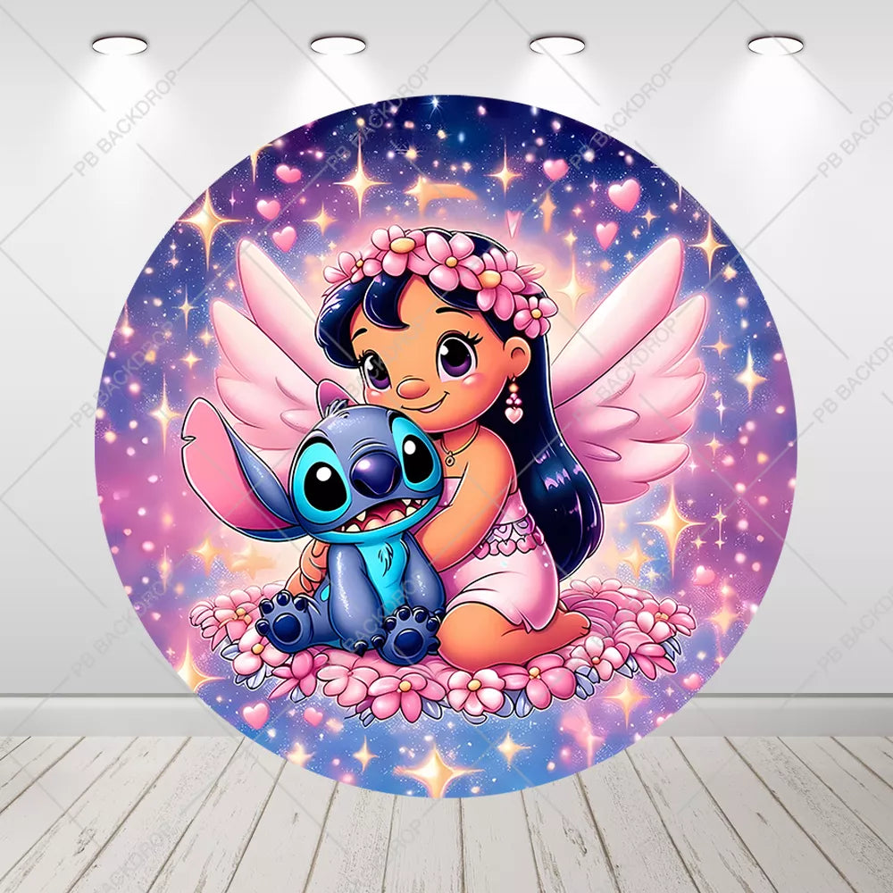 Lilo & Stitch Angel Wings Round Background