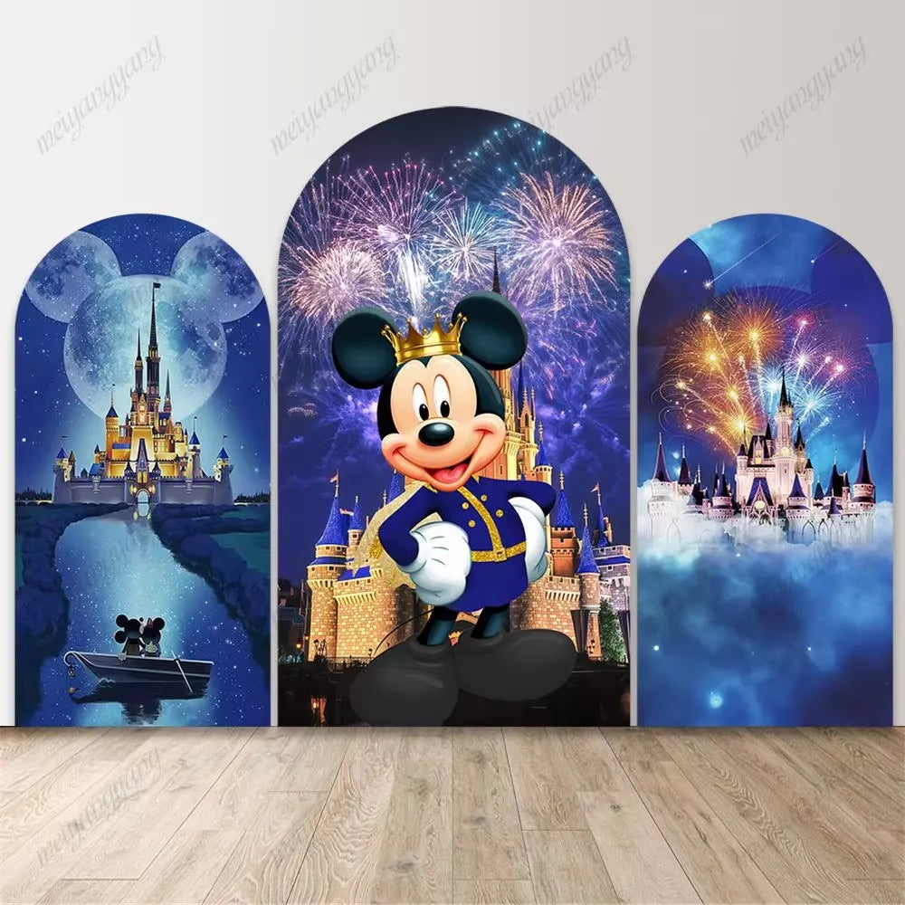 Magic Castle Fireworks Night Mickey Mouse Arch Backdrop Kids Birthday Party Decor