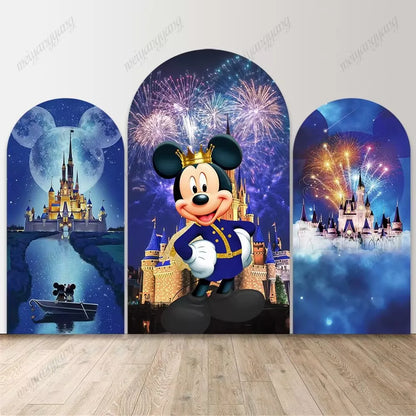 Magic Castle Fireworks Night Mickey Mouse Arch Backdrop Kids Birthday Party Decor
