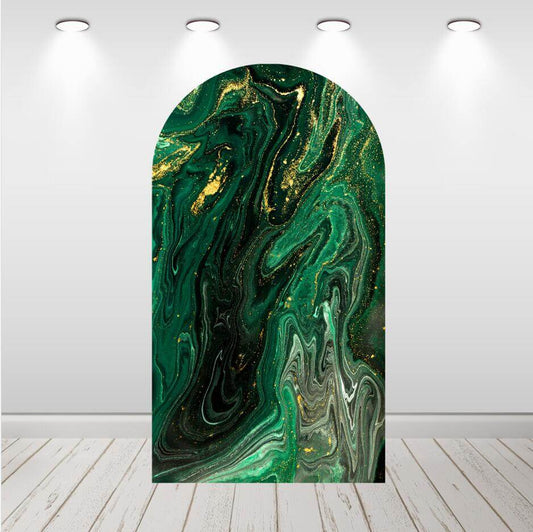 Toile de fond en arc Double face en marbre vert personnalisé, couverture de support en métal, cadre de fête