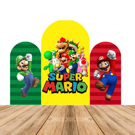 Super Mario Boys Birthday Party Arch Backdrop Baby Shower Chiara Arched Background