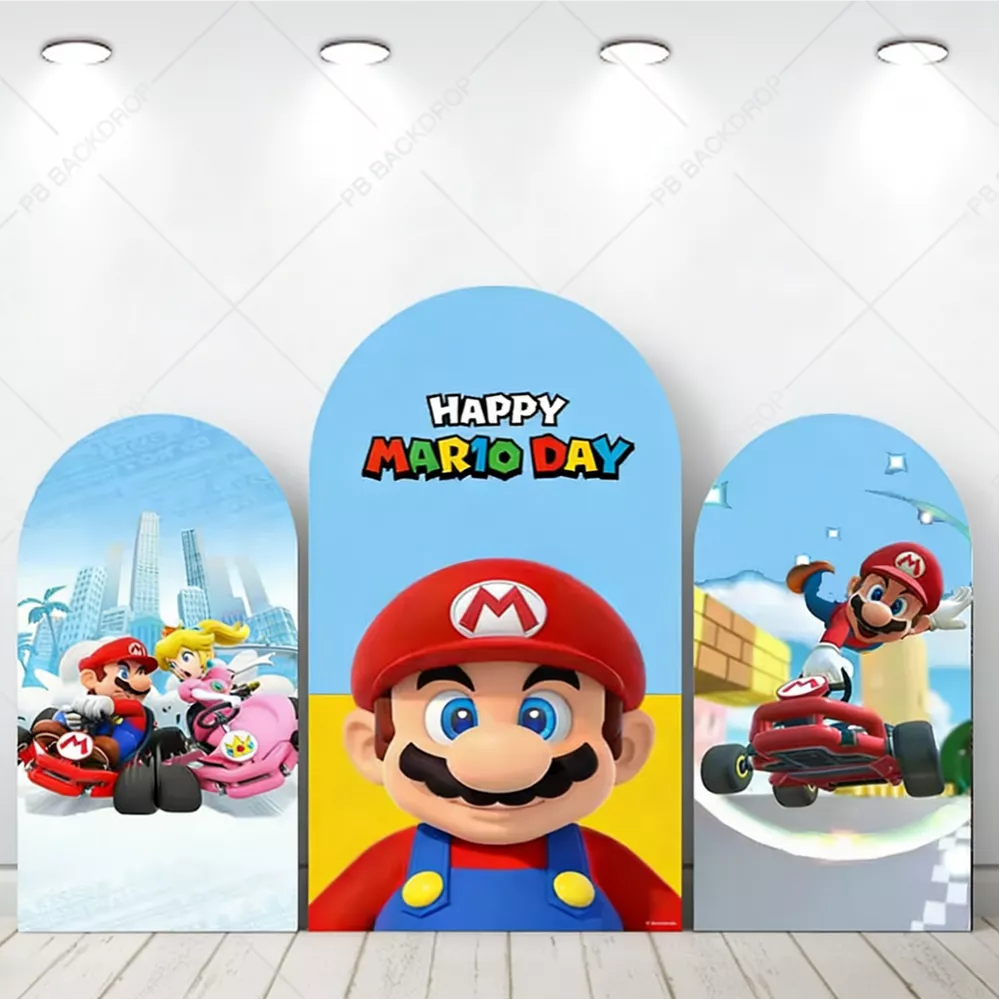 Mario Day Arch Backdrop Set Super Mario Kart Party