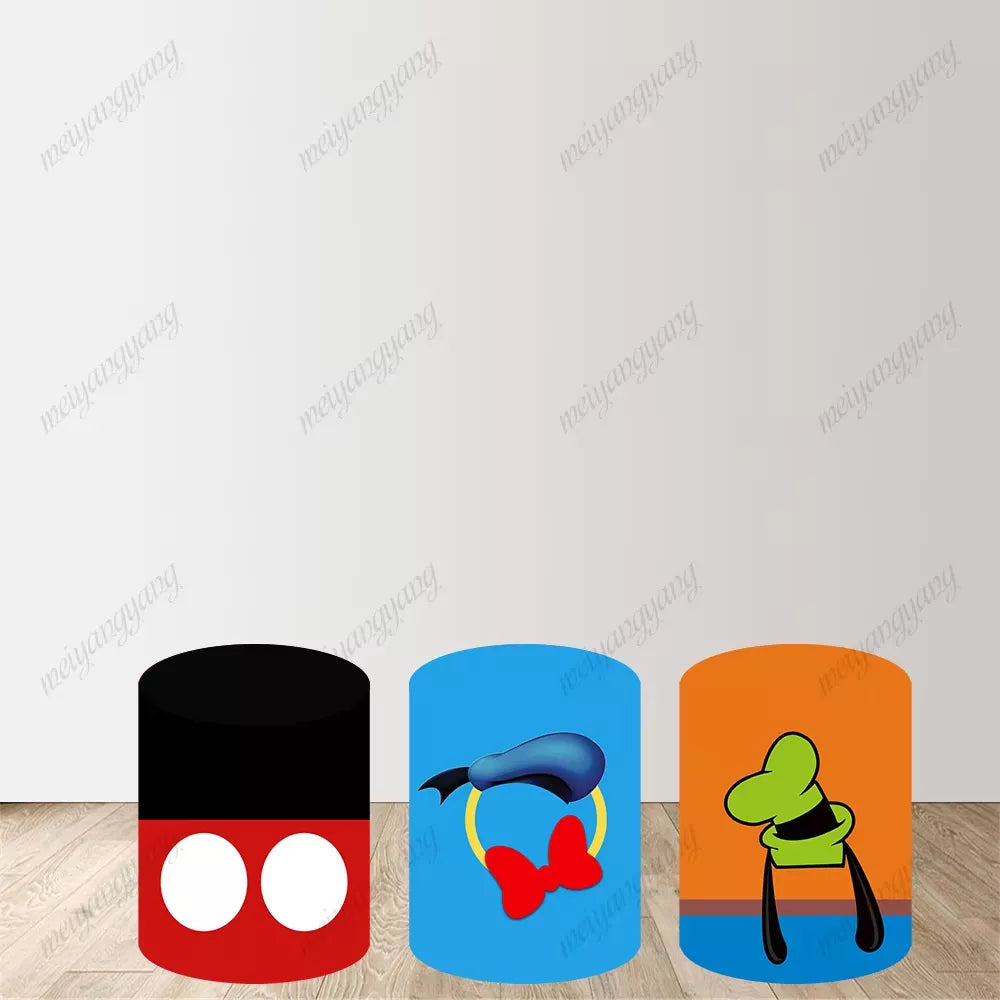 Mickey and His Friends Amusement Park Round Backdrop Children's Birthday Party Decoration