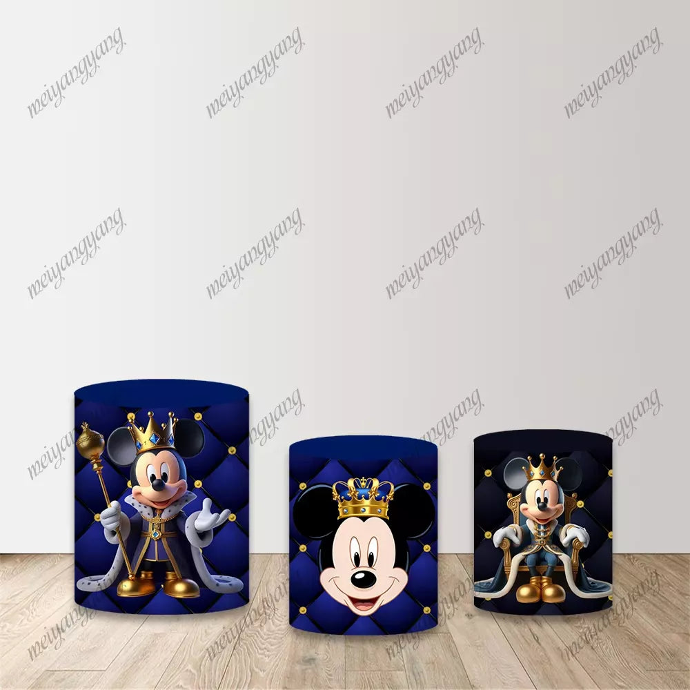 Mickey Mouse Castle Crown Prince Round Backdrop Children's Birthday Party Decor