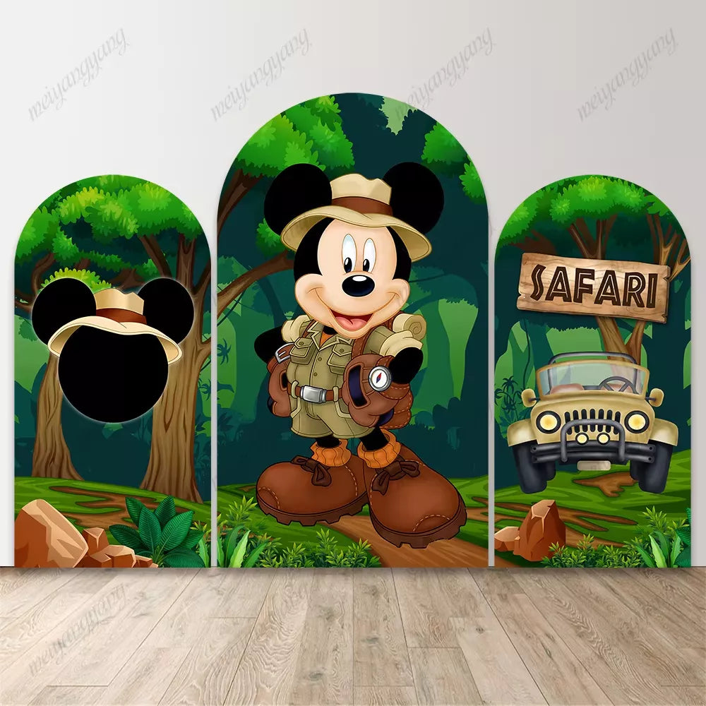 Mickey Safari Jungle Arched Backdrop Kids Birthday Party Baby Shower Banners