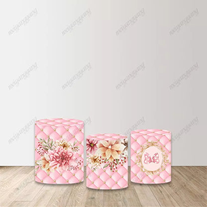 Minnie Mouse Pink Flowers Circle Covers Round Photo Backdrop