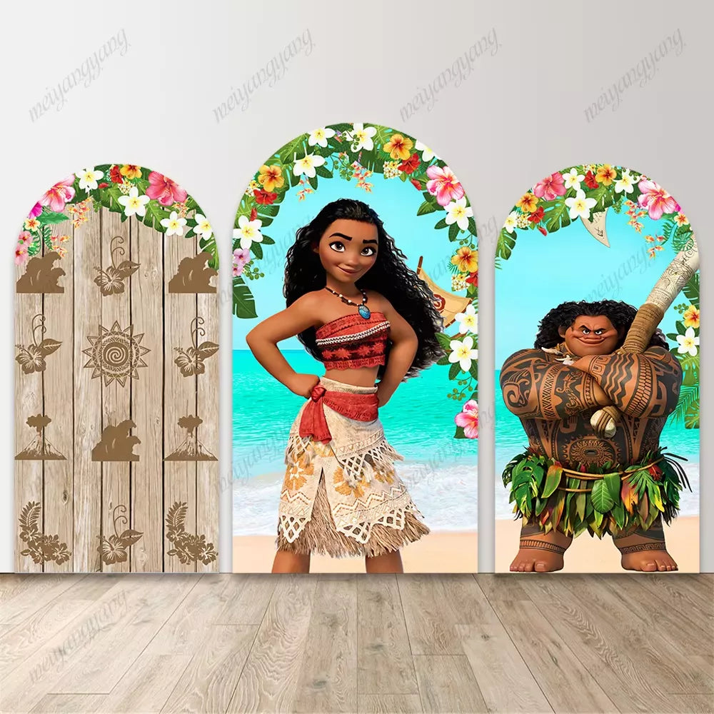 Moana Maui Ocean Adventure Arched Backdrop Cover Children's Birthday Party Decoration