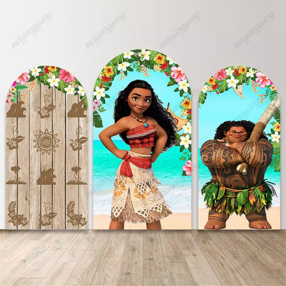 Moana Maui Ocean Adventure Arched Backdrop Cover Children's Birthday Party Decoration