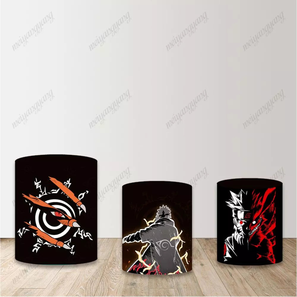 Naruto Uzumaki Round Backdrop Anime Ninja Photo Background for Boys Birthday